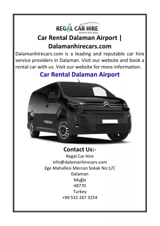 Car Rental Dalaman Airport | Dalamanhirecars.com