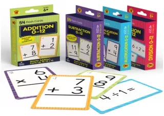 READ Carson Dellosa 4-Pack Math Flash Cards for Kids Ages 4-8, 211 Addition and