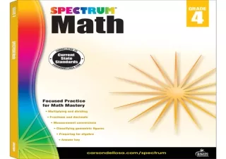 READ PDF Spectrum 4th Grade Math Workbooks, Ages 9 to 10, 4th Grade Math, Multip