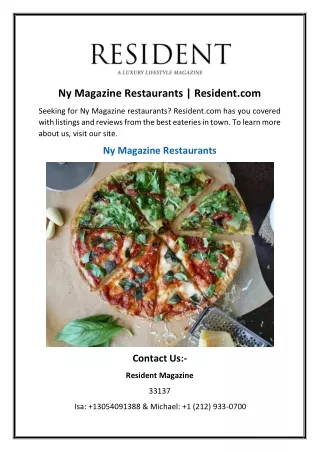Ny Magazine Restaurants | Resident.com
