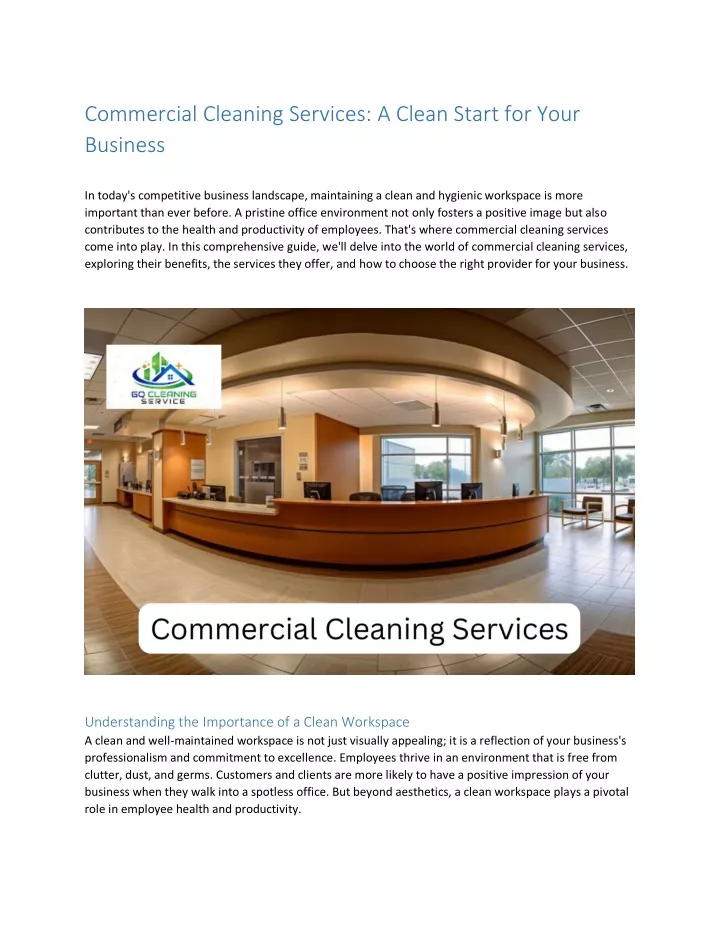 commercial cleaning services a clean start