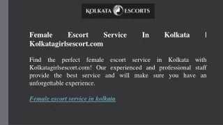 Female Escort Service In Kolkata  Kolkatagirlsescort.com