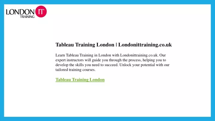 tableau training london londonittraining
