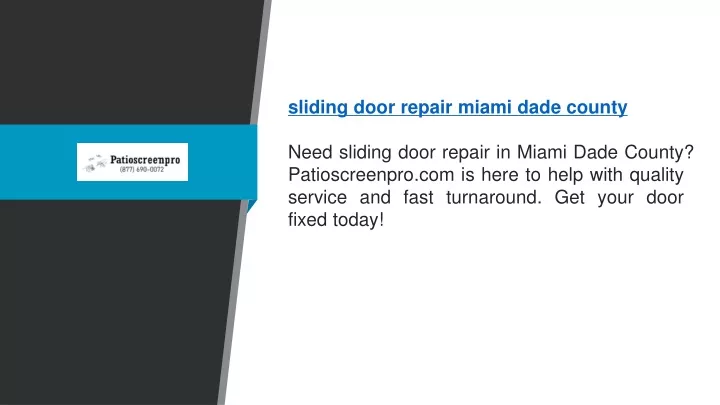 sliding door repair miami dade county need