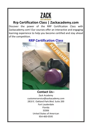 Rrp Certification Class | Zackacademy.com