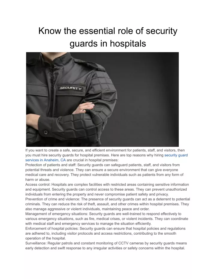 know the essential role of security guards