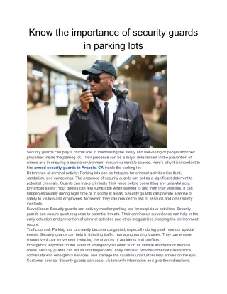 Know the importance of security guards in parking lots
