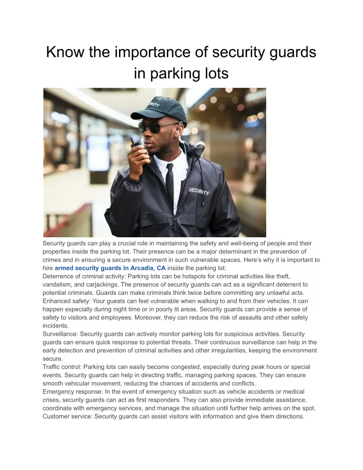 know the importance of security guards in parking