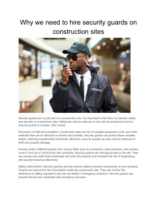 Why we need to hire security guards on construction sites