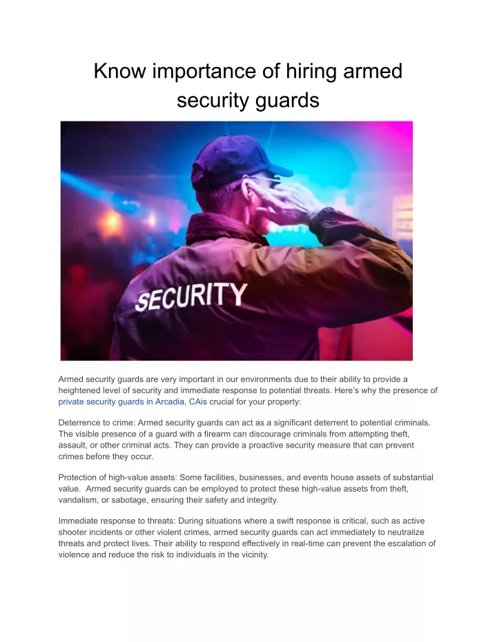 know importance of hiring armed security guards