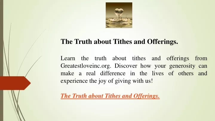 the truth about tithes and offerings learn