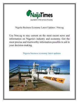 Nigeria Business Economy Latest Updates  Ntm.ng