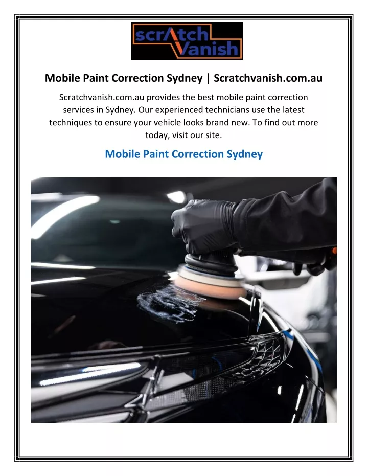mobile paint correction sydney scratchvanish