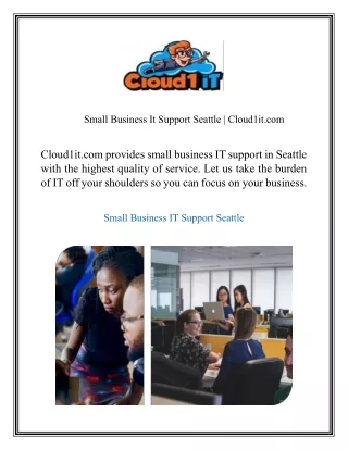 Small Business It Support Seattle  Cloud1it