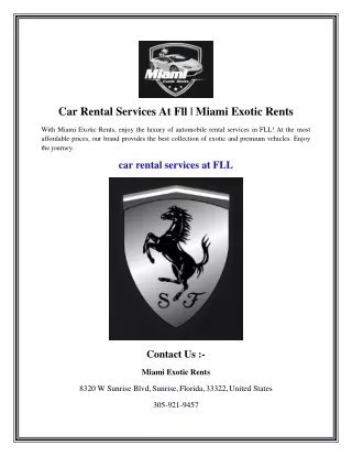 Car Rental Services At Fll   Miami Exotic Rents