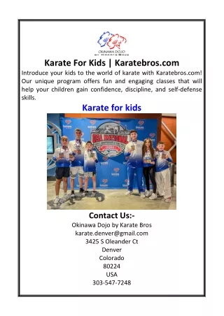 Karate For Kids | Karatebros.com