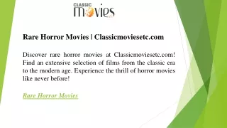 Rare Horror Movies  Classicmoviesetc.com