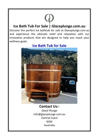 Ice Bath Tub For Sale | Glaceplunge.com.au