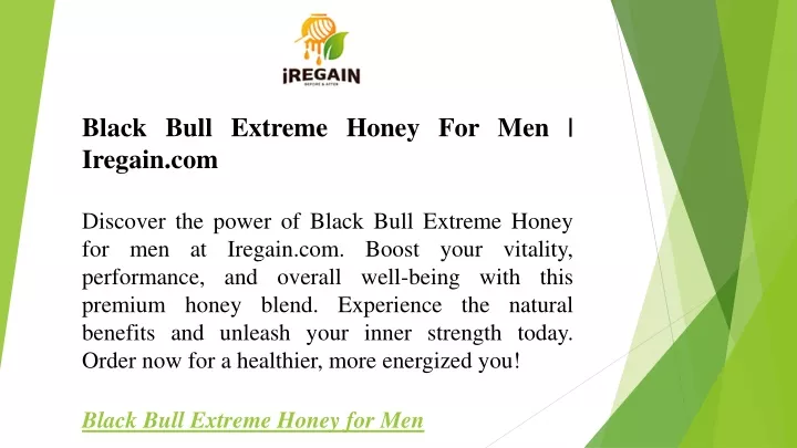 black bull extreme honey for men iregain