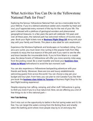 What Activities You Can Do in the Yellowstone National Park for Free