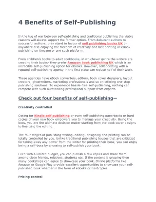 4 Benefits of Self-Publishing