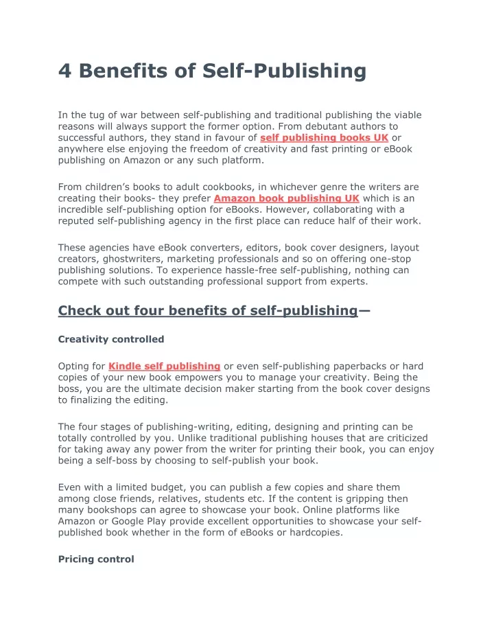 4 benefits of self publishing
