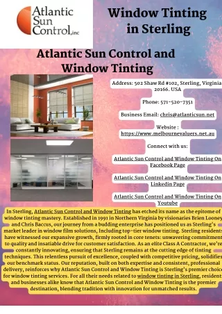 Atlantic Sun Control and Window Tinting