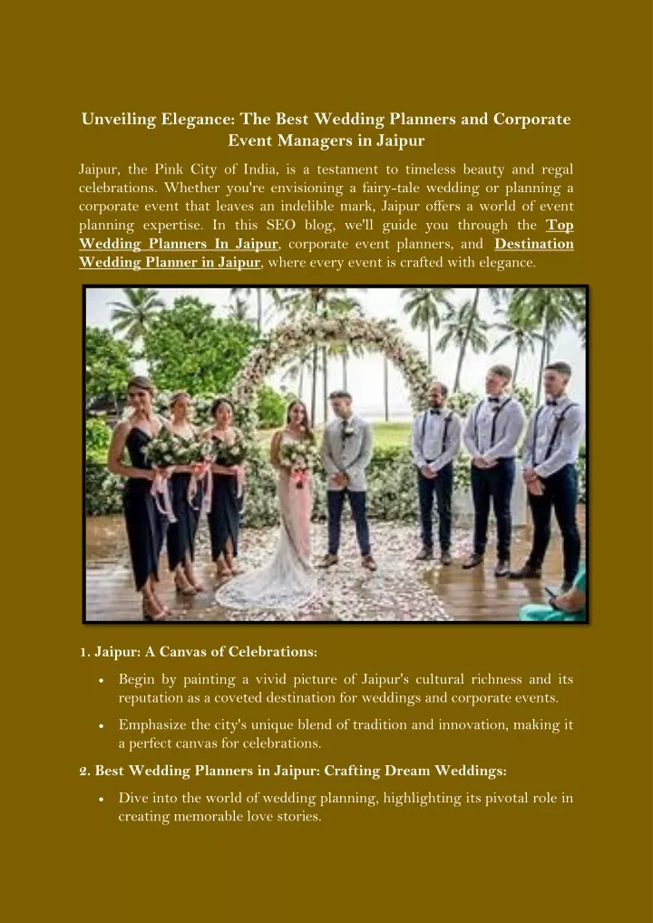 unveiling elegance the best wedding planners