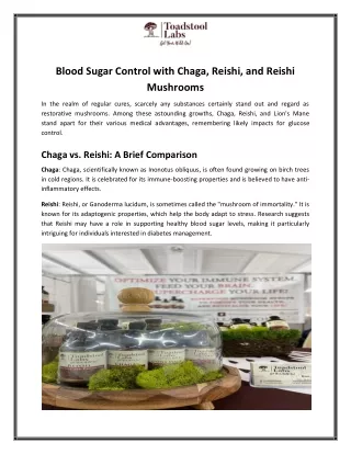 Blood Sugar Control with Chaga, Reishi, and Reishi Mushrooms