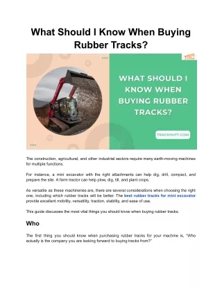 What Should I Know When Buying Rubber Tracks?