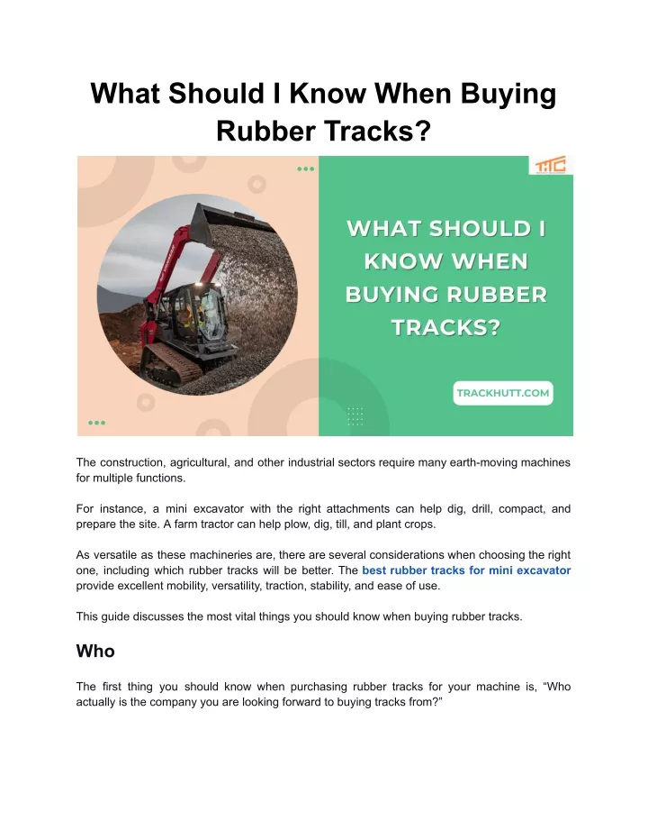 what should i know when buying rubber tracks