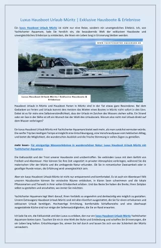 Luxus Hausboot Urlaub Müritz | Exklusive Hausboote & Erlebnisse
