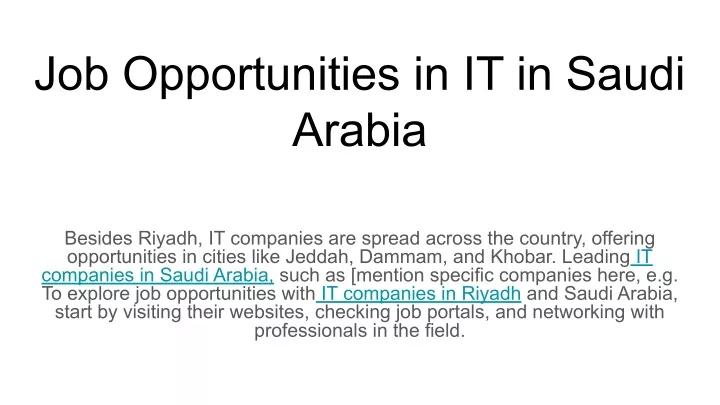 job opportunities in it in saudi arabia