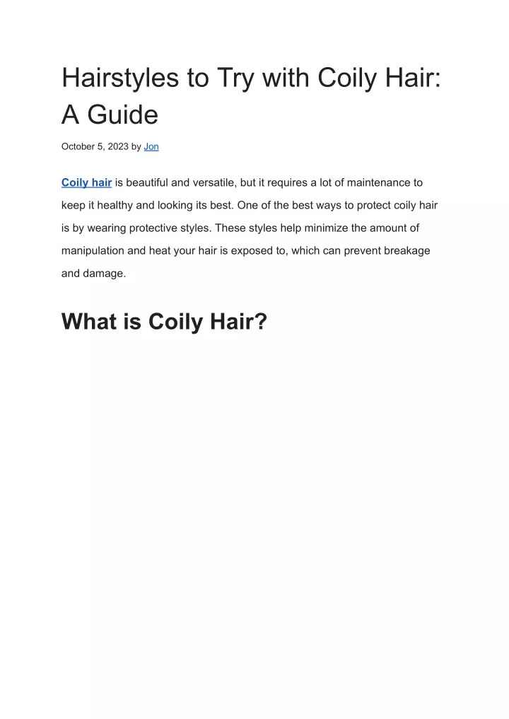 hairstyles to try with coily hair a guide