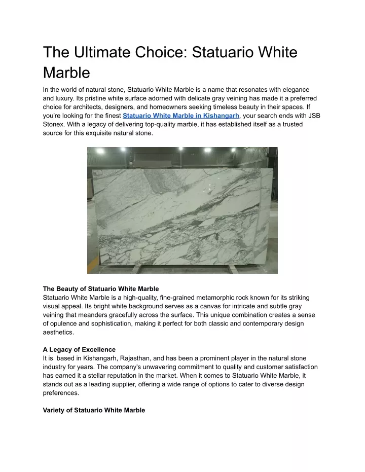 the ultimate choice statuario white marble