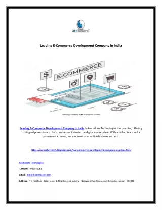 leading e commerce development company in india