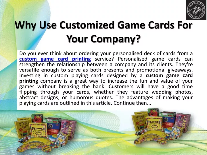 why use customized game cards for your company