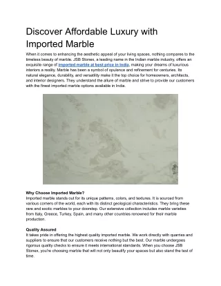 Discover Affordable Luxury with Imported Marble