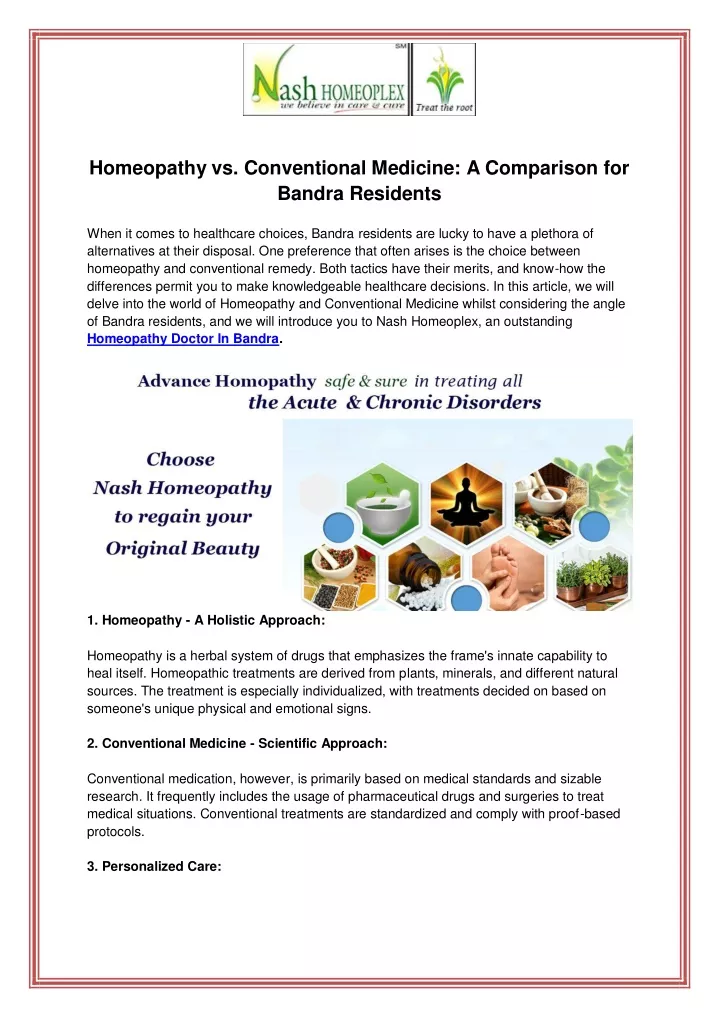 homeopathy vs conventional medicine a comparison