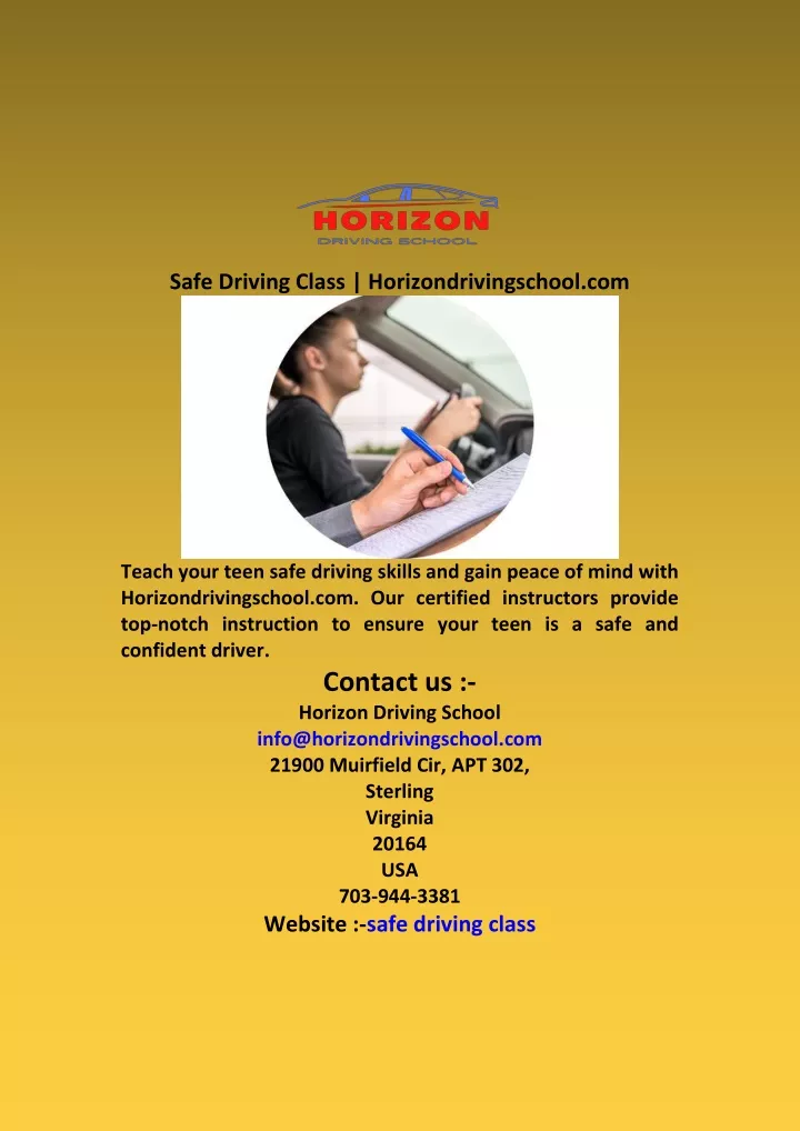 safe driving class horizondrivingschool com