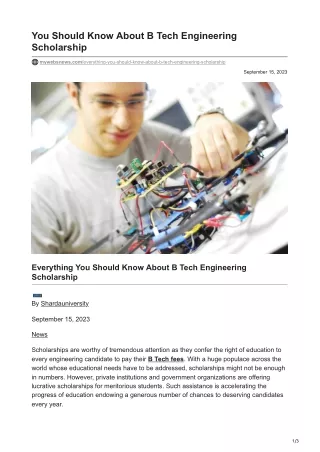 Everything You Should Know About B Tech Engineering Scholarship