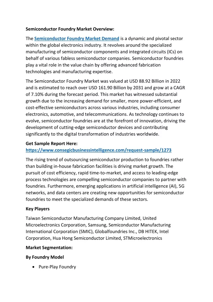 semiconductor foundry market overview