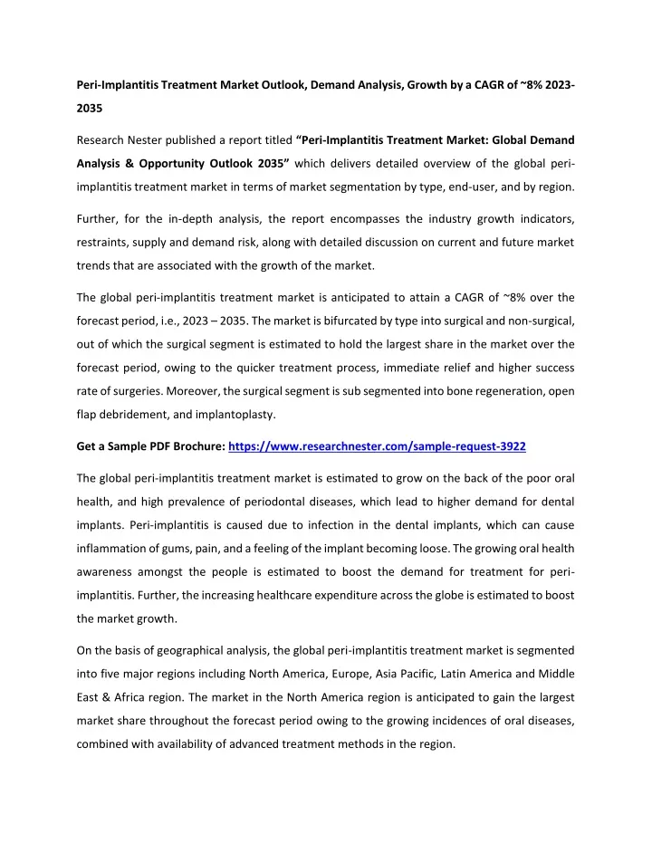 peri implantitis treatment market outlook demand