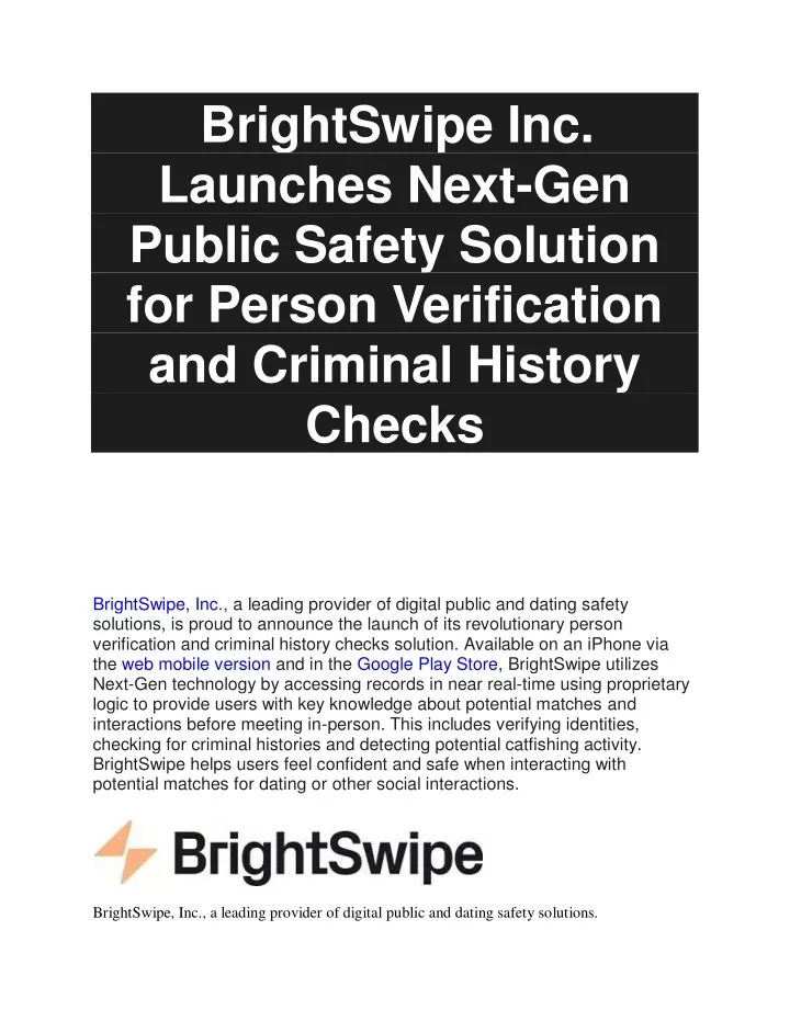 brightswipe inc launches next gen public safety