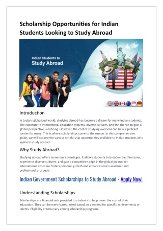 Scholarship Opportunities for Indian Students Looking to Study Abroad