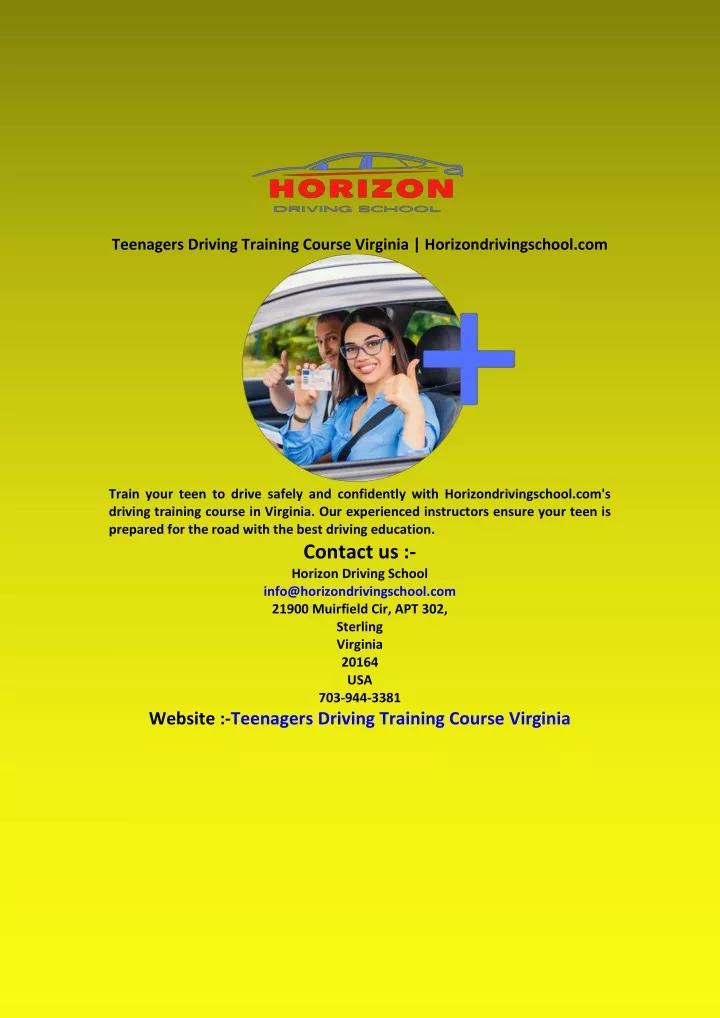 teenagers driving training course virginia