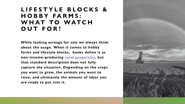 lifestyle blocks hobby farms what to watch out for