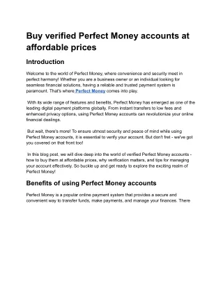 Buy verified Perfect Money accounts at affordable prices - Google Docs