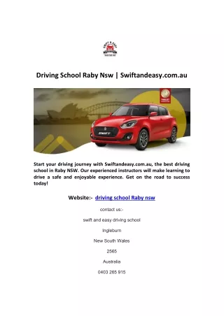 driving school raby nsw swiftandeasy com au