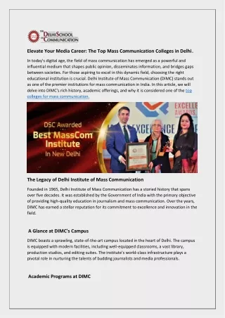 Top college for mass communication in delhi .